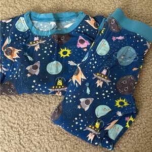 Gently Worn Little Sleepies Space & Planet 2 Piece Set Size 2T.